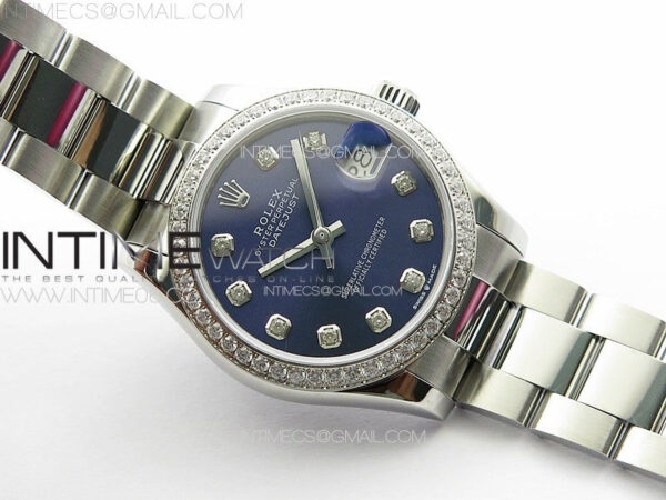 DateJust 31mm 178271 SS Crystal Bezel APSF Best Edition Blue Dial Crystal Markers on Oyster Bracelet A2824 - Image 2