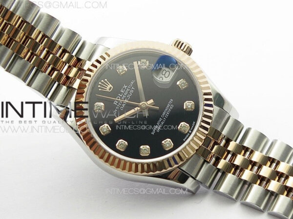 DateJust 31mm 178271 SS/RG APSF Best Edition Black Dial Crystal Markers on Jubilee Bracelet A2824 - Image 2