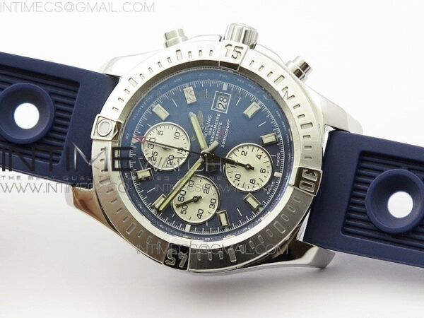 Challenger Chronograph SS Blue Dial on Rubber Strap A7750 (Free rubber strap) - Image 2