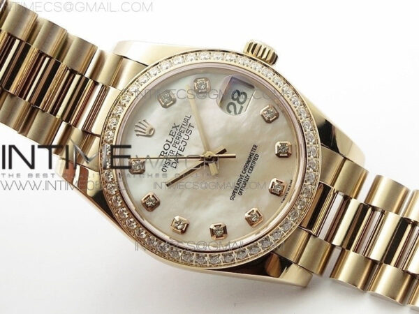Datejust 31mm 278275 RG Dia Bezel BP Best Edition White MOP Crystal Markers Dial on RG President Bracelet - Image 2
