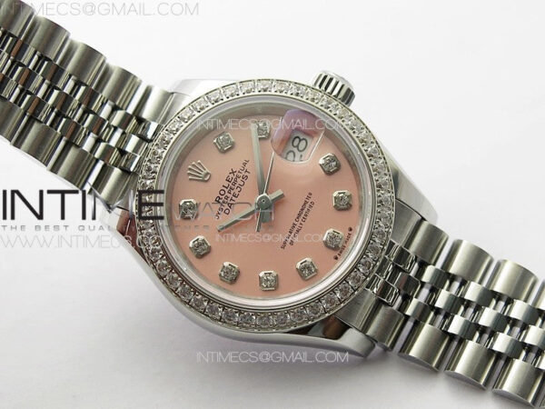Datejust 28mm 279179 SS/Crystals APSF Best Edition Pink Dial Crystals Markers on SS Jubilee Bracelet NH05 - Image 2