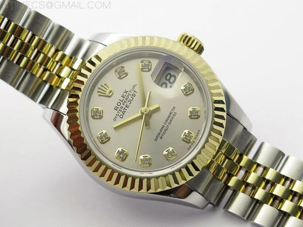 Datejust 28mm 279173 SS/YG BP Best Edition Silver Crystals Markers Dial on SS/YG Jubilee Bracelet ETA2671 - Image 2