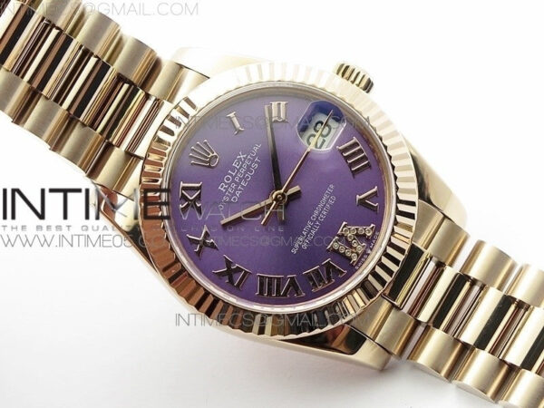 Datejust 31mm 278275 RG BP Best Edition Purple Roman Markers Dial @6 Dia on RG President Bracelet - Image 2