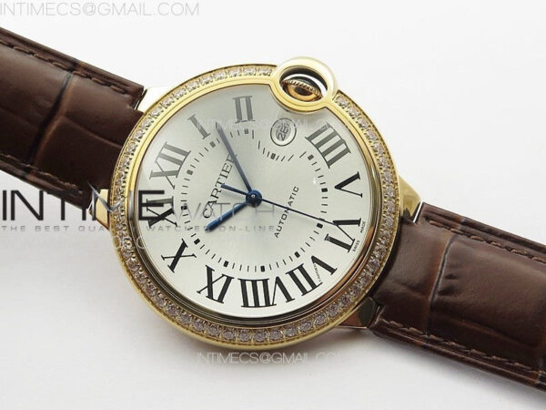 Ballon White 42mm Double Diamonds Bezel RG K3F 1:1 Best Edition White Texture Dial on Black Leather Strap A2824 - Image 2