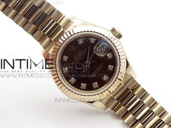 DateJust 28mm RG Diamond Bezel BP Best Edition Brown Dial on RG Bracelet ETA2671 - Image 2