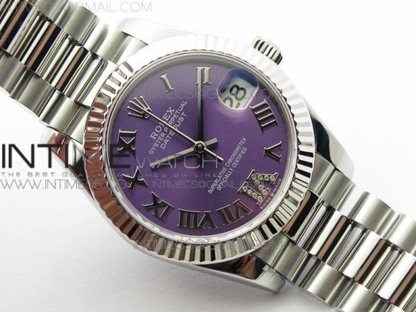 Datejust 31mm 278275 SS BP Best Edition Purple Roman Markers Dial(@6 Crystal Makrer) on SS President Bracelet - Image 2