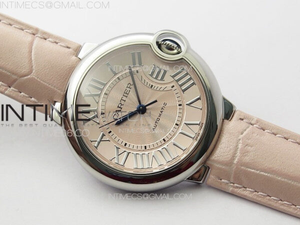 Ballon Bleu 36mm SS K3F 1:1 Best Edition Pink Textured Dial on Pink Leather Strap A076 - Image 2