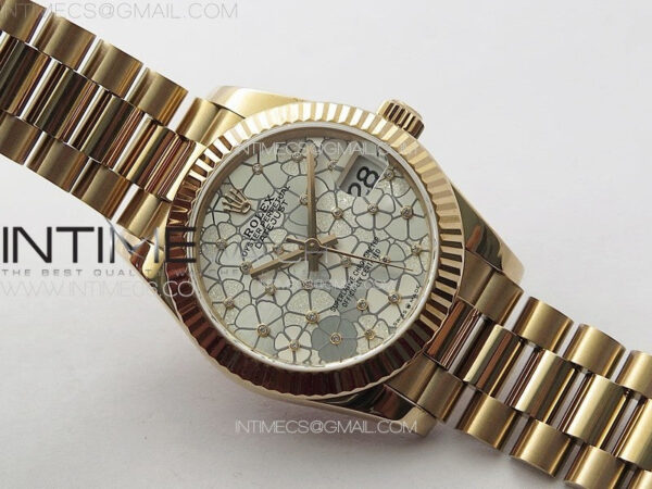 DateJust 31mm 278274 RG GMF Best Edition Silver Flowers Crystals Dial on RG President Bracelet A2824 - Image 2