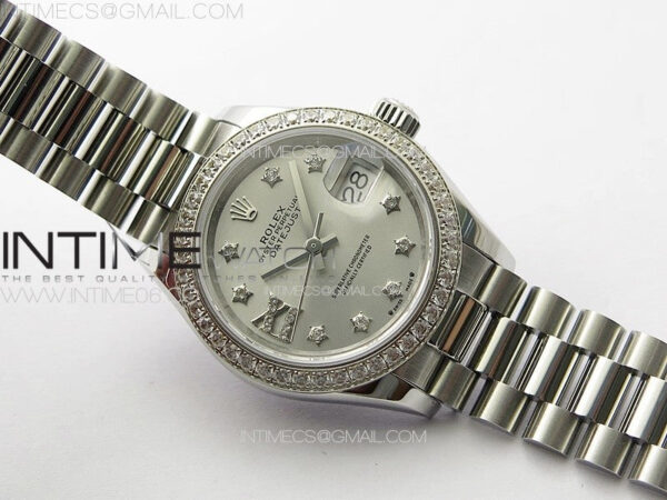 Datejust 28mm 279179 SS/Crystals APSF Best Edition Silver Dial Stars Crystals Markers on SS President Bracelet NH05 - Image 2