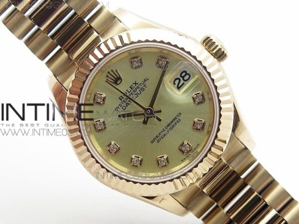 DateJust 28mm RG Diamond Bezel BP Best Edition White Rose gold Dial on RG Bracelet ETA2671 - Image 3