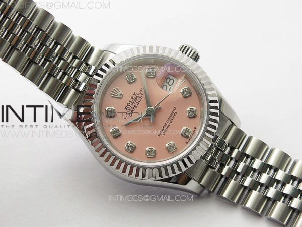 Datejust 28mm 279179 SS APSF Best Edition Pink Dial Crystals Markers on SS Jubilee Bracelet NH05 - Image 2