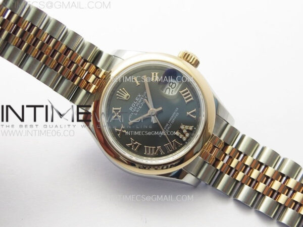 Datejust 28mm 279171 Smooth Bezel SS/RG APSF Best Edition Gray Dial Roman Markers on SS Jubilee Bracelet NH05 - Image 2