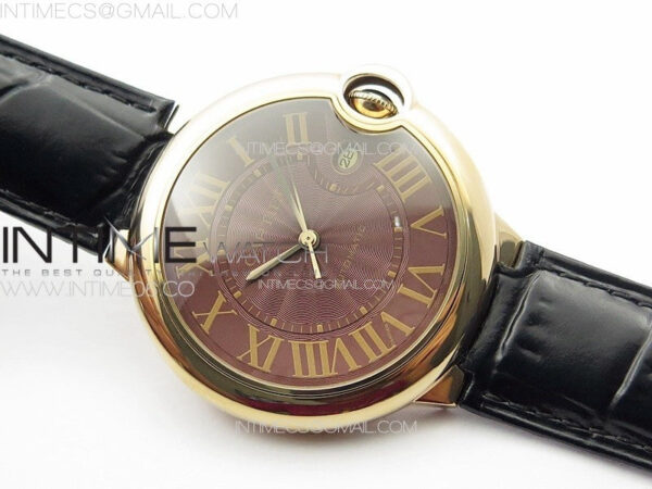 Ballon Bleu 42mm RG K3F 1:1 Best Edition Brown Texture Dial on Brown Leather Strap A2824 - Image 2