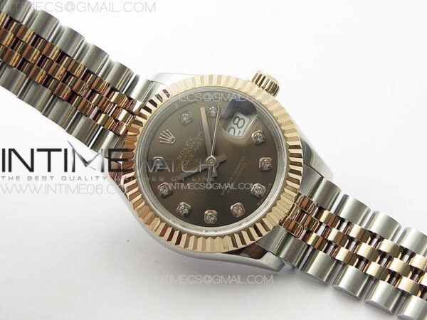 Datejust 28mm 279179 SS/RG APSF Best Edition Brown Dial Crystals Markers on SS/RG Jubilee Bracelet NH05 - Image 2