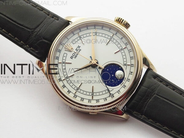 Cellini 50535 Moonphase RG GMF Best Edition White Dial on Brown Leather Strap A3195 - Image 2