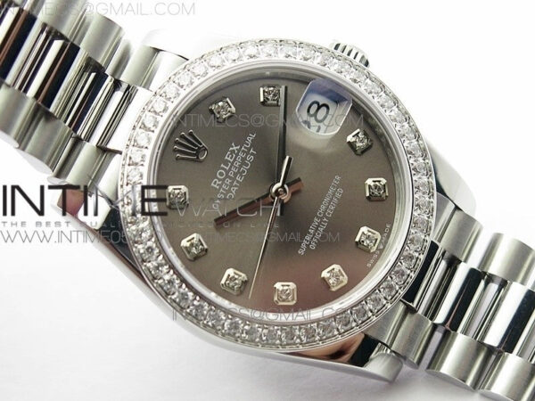 Datejust 31mm 278275 SS Crystal bezel BP Best Edition Gray Dial(@6 Crystal Marker) on SS President Bracelet - Image 2