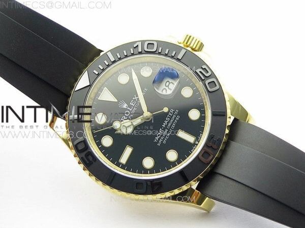 Yacht-Master 126655 YG 3EF 1:1 Best Edition 3D Black Ceramic Bezel on Black Rubber Strap VR3235 - Image 2