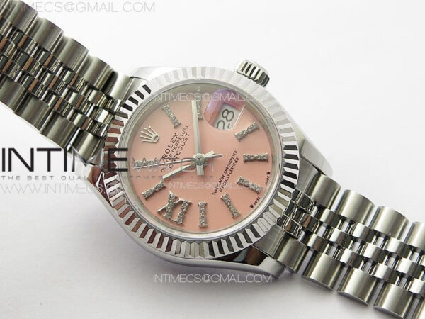 Datejust 28mm 279179 SS APSF Best Edition Pink Dial Sticks Crystals Markers on SS Jubilee Bracelet NH05 - Image 2