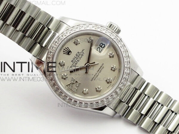 DateJust 28mm SS Diamond Bezel BP Best Edition Silver Dial on SS Bracelet ETA2671 - Image 2