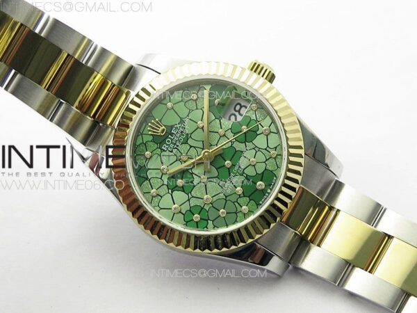 DateJust 31mm 278274 904L SS/YG GMF Best Edition Green Flowers Crystals Dial on 904L SS/YG Oyster Bracelet A2824 - Image 2