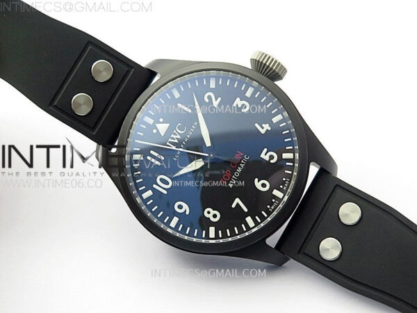 Big Pilot IW329801 Real Ceramic M+F 1:1 Best Edition Black Dial on Black Rubber Strap SEIKO 8N-24 - Image 2
