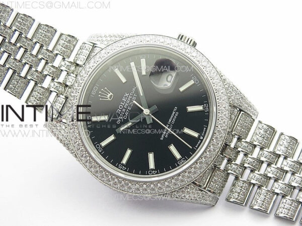 DateJust 41 126334 Full Paved Diamonds BP Best Edition Black Dial Stick Markers on Jubilee Bracelet A2824 - Image 2
