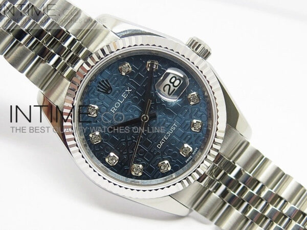 DateJust 116234 SS Blue Textured Dial Diamond Markers on SS Bracelet SA3135 - Image 2