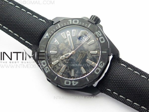 Aquaracer Calibre 5 PVD 41mm TARF 1:1 Best Edition Carbon/RG Dial on Black Nylon Strap SW200 - Image 2