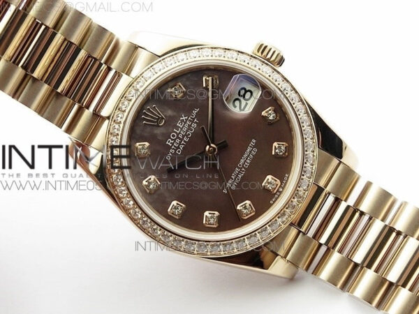 Datejust 31mm 278275 RG BP Best Edition Dia Bezel Brown Roman Crystal Markers Dial on RG President Bracelet - Image 2