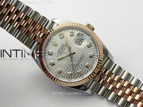 DateJust 36 SS 126231 904L SS/RG VSF 1:1 Best Edition Silver Fluted Dial Diamonds Markers on Jubilee Bracelet VS3235 - Image 2