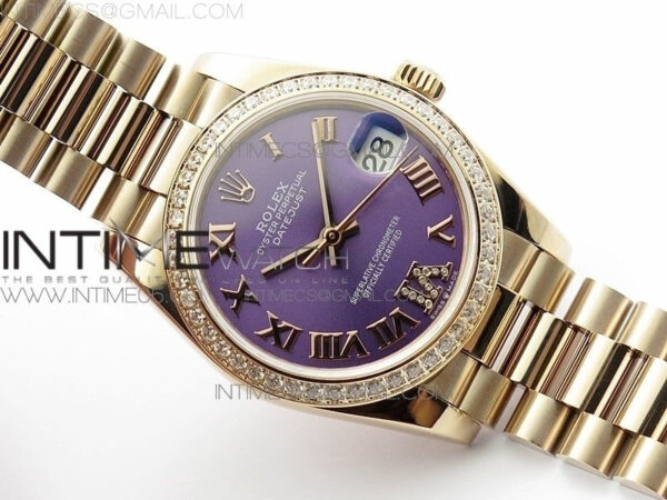 Datejust 31mm 278275 RG Dia Bezel BP Best Edition Purple Roman Markers Dial @6 Dia on RG President Bracelet - Image 2