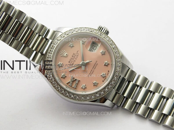 Datejust 28mm 279179 SS/Crystals APSF Best Edition Pink Dial Stars Crystals Markers on SS President Bracelet NH05 - Image 2