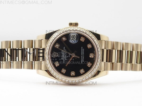 Datejust 31mm 278275 RG Dia Bezel BP Best Edition Black Crystal Markers Dial on RG President Bracelet - Image 3