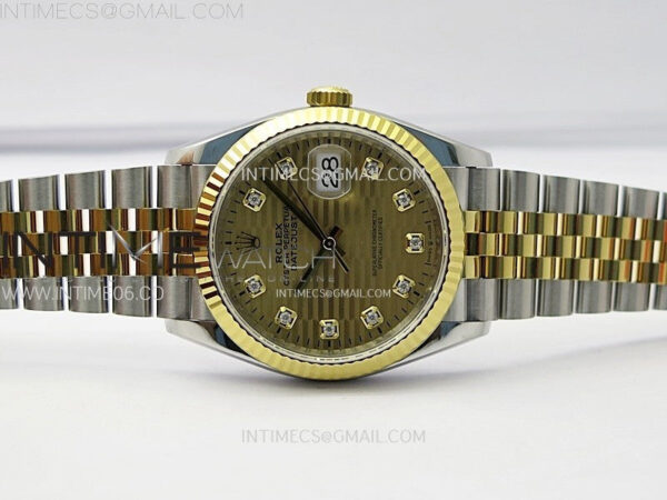 DateJust 36 SS 126233 904L SS/YG VSF 1:1 Best Edition Gold Fluted Dial Diamonds Markers on Jubilee Bracelet VS3235 - Image 3