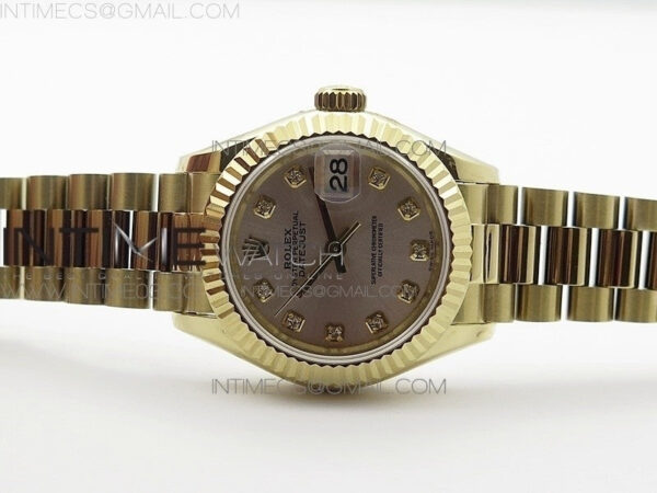 DateJust 28mm YG Diamond Bezel BP Best Edition White Silver Dial on YG Bracelet ETA2671 - Image 3