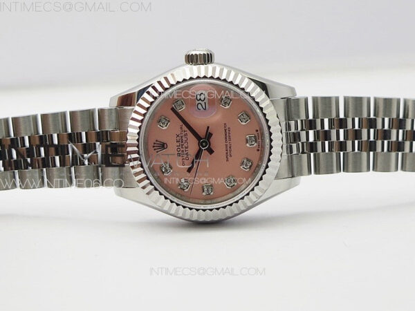Datejust 28mm 279179 SS APSF Best Edition Pink Dial Crystals Markers on SS Jubilee Bracelet NH05 - Image 3