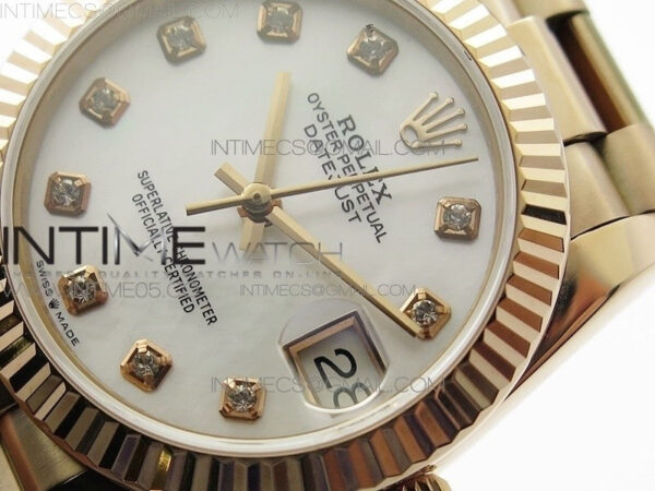 Datejust 31mm 278275 RG BP Best Edition White Crystal Markers Dial on RG President Bracelet - Image 3