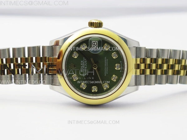 Datejust 28mm 279173 Smooth Bezel SS/YG APSF Best Edition Green Dial Crystals Markers on Jubilee Bracelet NH05 - Image 3
