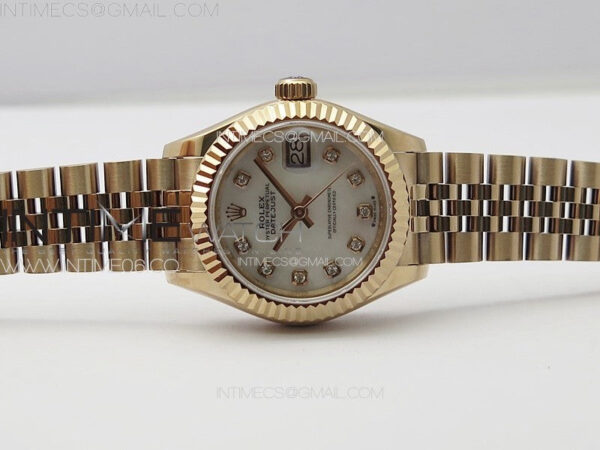 Datejust 28mm 279179 RG APSF Best Edition White MOP Dial Crystals Markers on SS Jubilee Bracelet NH05 - Image 3