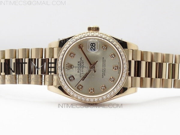 Datejust 31mm 278275 RG Dia Bezel BP Best Edition Silver Crystal Markers Dial on RG President Bracelet - Image 6