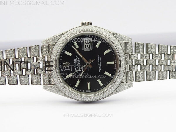 DateJust 41 126334 Full Paved Diamonds BP Best Edition Black Dial Stick Markers on Jubilee Bracelet A2824 - Image 3