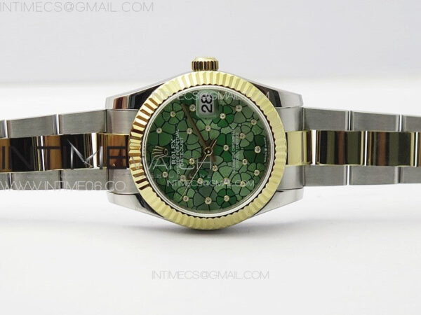 DateJust 31mm 278274 904L SS/YG GMF Best Edition Green Flowers Crystals Dial on 904L SS/YG Oyster Bracelet A2824 - Image 3