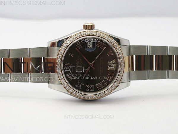 DateJust 31mm 72610 SS/Crystals Bezel APSF Best Edition Green Dial Roman Markers on Oyster Bracelet A2824 - Image 3