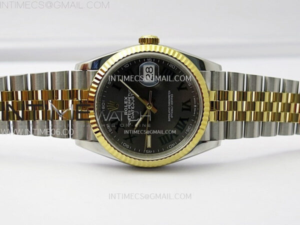 DateJust 36 SS 126233 904L SS/YG VSF 1:1 Best Edition Gray Dial Green Roman Markers on Jubilee Bracelet VS3235 - Image 3