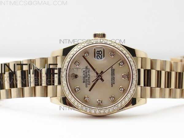 Datejust 31mm 278275 RG Dia Bezel BP Best Edition White MOP Crystal Markers Dial on RG President Bracelet - Image 4