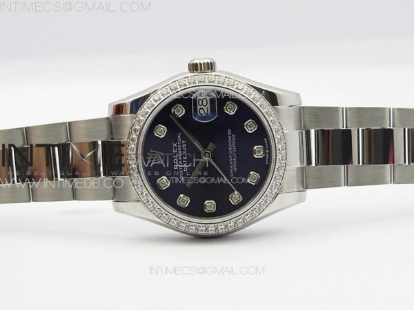 DateJust 31mm 178271 SS Crystal Bezel APSF Best Edition Blue Dial Crystal Markers on Oyster Bracelet A2824 - Image 3