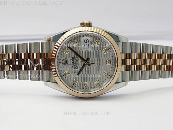 DateJust 36 SS 126231 904L SS/RG VSF 1:1 Best Edition Silver Fluted Dial Diamonds Markers on Jubilee Bracelet VS3235 - Image 3