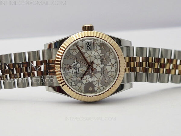 DateJust 31mm 278274 904L SS/RG GMF Best Edition Silver Flowers Crystals Dial on 904L SS/RG Jubilee Bracelet A2824 - Image 4