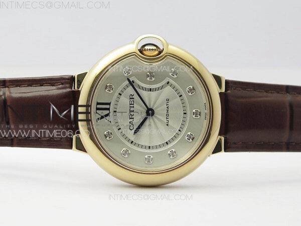 Ballon Bleu 36mm RG K3F 1:1 Best Edition White Textured Dia Markers Dial On Black Leather Strap A076 - Image 3