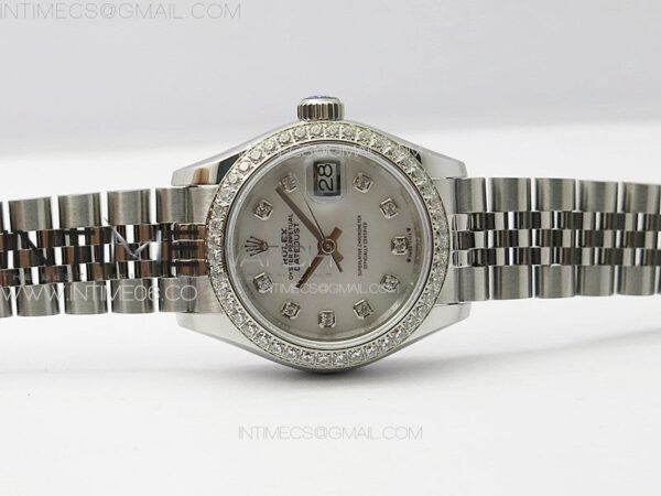 Datejust 28mm 279179 SS/Crystals APSF Best Edition White MOP Dial Crystals Markers on SS Jubilee Bracelet NH05 - Image 4